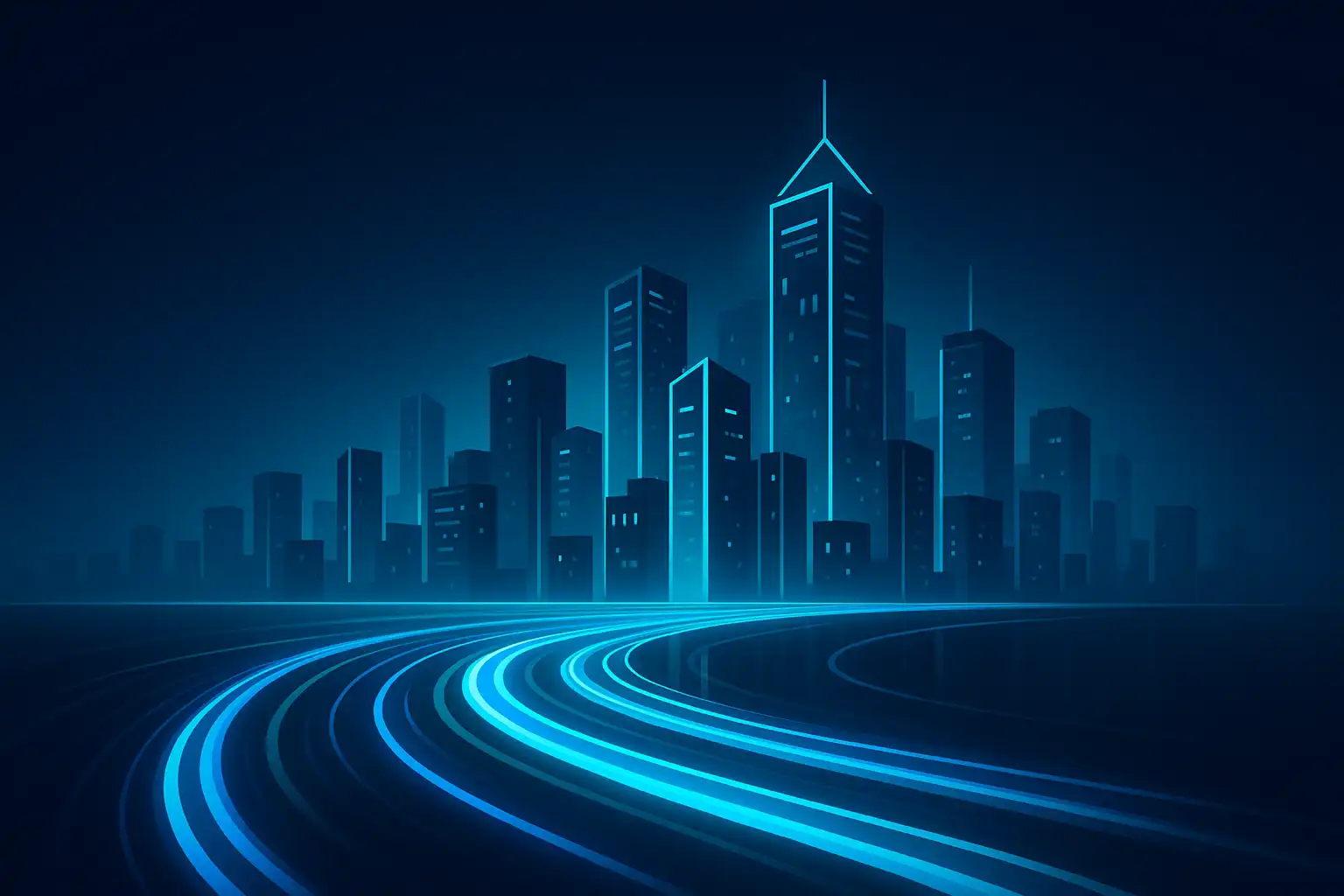 Neon blue and cyan cityscape logo artwork representing the NeonStakes Casino brand