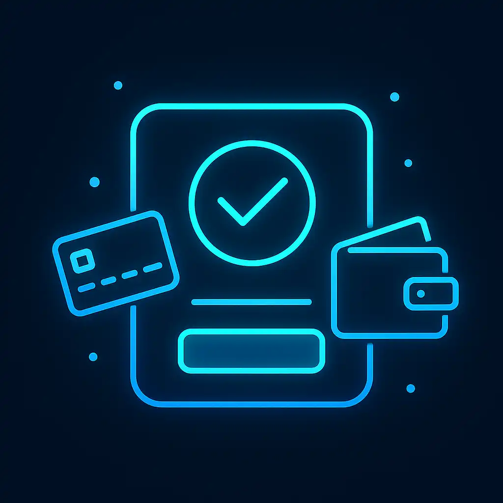 Illustration of a glowing deposit confirmation screen with payment icons